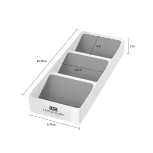 Lavish Home 3-Tiered Nonslip White Drawer Organizer