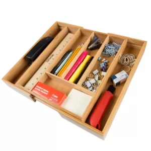 Lavish Home Bamboo Brown Expandable Utensil Drawer Organizer