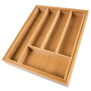 Lavish Home Bamboo Brown Expandable Utensil Drawer Organizer