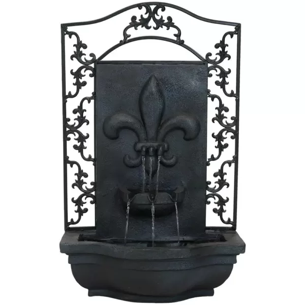 Sunnydaze Decor French Lily Resin Lead Solar Outdoor Wall Fountain