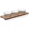 Libbey Acaciawood 3-Piece Glass Condiment Dish Set with Wood Serving Board