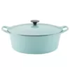 Rachael Ray Create Delicious 6.5 qt. Round Cast Iron Dutch Oven in Light Blue Shimmer with Lid