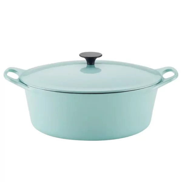 Rachael Ray Create Delicious 6.5 qt. Round Cast Iron Dutch Oven in Light Blue Shimmer with Lid