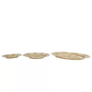 LITTON LANE Beige and White Wicker Basket Trays (Set of 3)