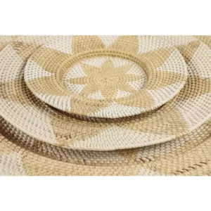 LITTON LANE Beige and White Wicker Basket Trays (Set of 3)