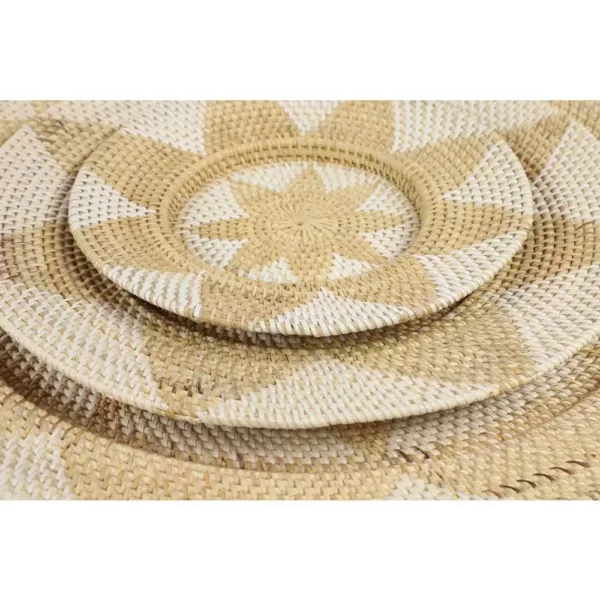 LITTON LANE Beige and White Wicker Basket Trays (Set of 3)