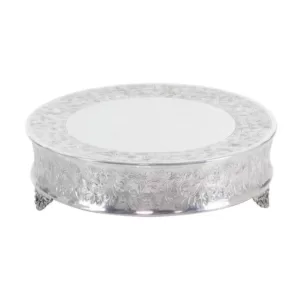 LITTON LANE Silver Aluminum Set of 4 Cake Stands (4-Pack)