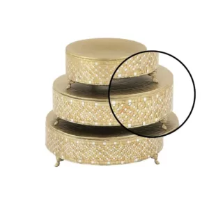 LITTON LANE Gold Iron and Glass Mosaic Round Cake Stand (Set of 3)