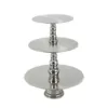 LITTON LANE 23 in. Polished Silver Aluminum 3-Tiered Round Cake Stand