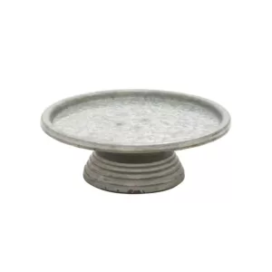 LITTON LANE 13 in. Round Gray and Black Iron Cake Stand