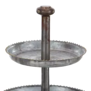 LITTON LANE 3-Tier Farmhouse Iron Cake Stand in Gray