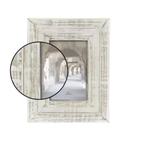 LITTON LANE 1-Opening 7 in. x 9 in. White Patina Picture Frame