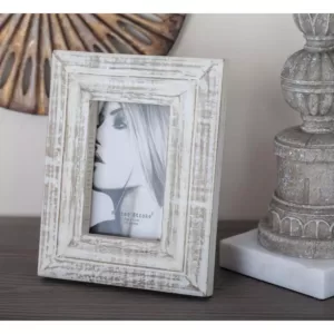 LITTON LANE 1-Opening 7 in. x 9 in. White Patina Picture Frame