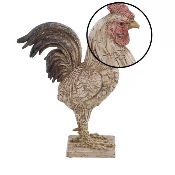 LITTON LANE Rooster Polystone Sculpture in Textured Beige