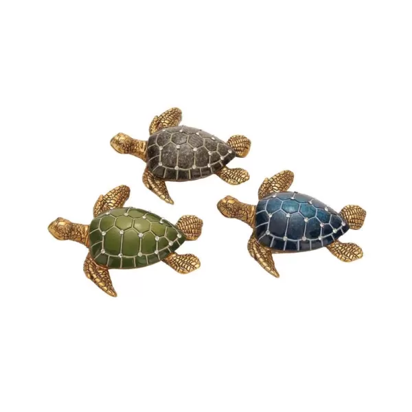 LITTON LANE 5 in. Polystone Sea Turtle Sculptures (Set of 3)