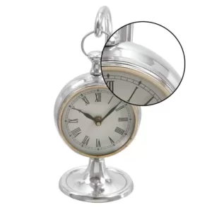 LITTON LANE 11 in. x 5 in. Classic Aluminum Round Table Clock