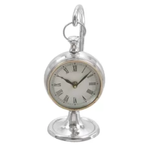 LITTON LANE 11 in. x 5 in. Classic Aluminum Round Table Clock