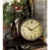 LITTON LANE 13 in. x 12 in. Brown and Tan Vintage-Style Bicycle Table Clock