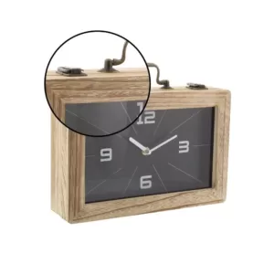 LITTON LANE 8 in. x 12 in. Vintage Brown and Black Rectangular Wooden Clock Box