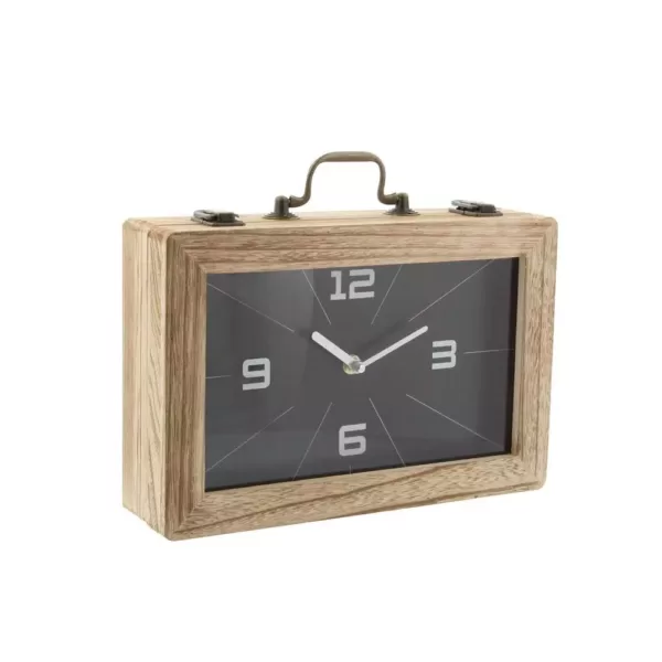 LITTON LANE 8 in. x 12 in. Vintage Brown and Black Rectangular Wooden Clock Box