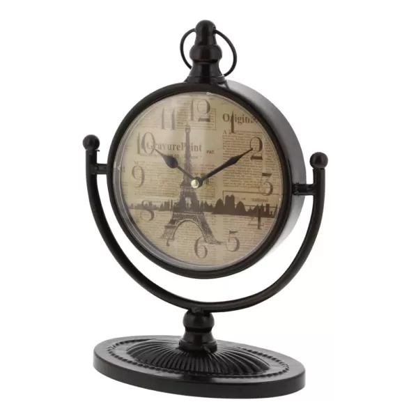 LITTON LANE 12 in. x 4 in. Round-shaped Iron Table Clock (4-Pack)