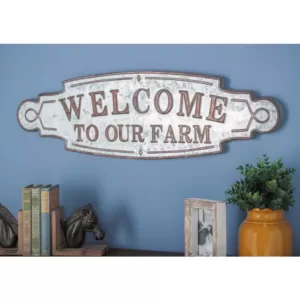 LITTON LANE 36 in. x 11 in. "Welcome to Our Farm" Metal Wall Sign