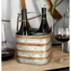 LITTON LANE 9 in. x 7 in. 4-Bottle 2-Tone Patina Silver and Brass Wine Holder with Handle