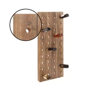 LITTON LANE Pegboard 40-Bottle Wine Rack in Exposed Mahogany Finish