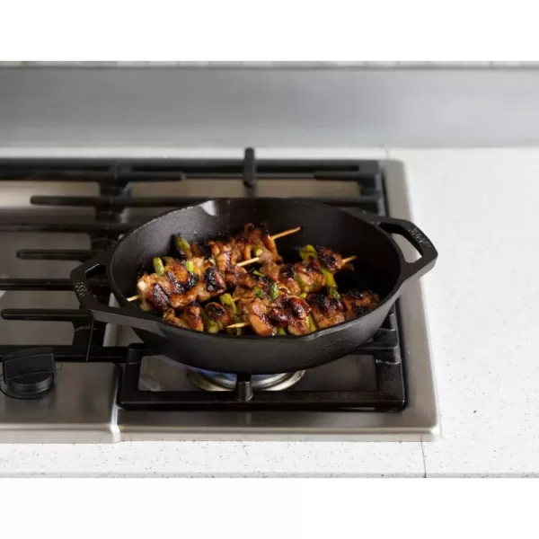 Lodge 12 in. Cast Iron Grill Pan in Black with Dual Handles