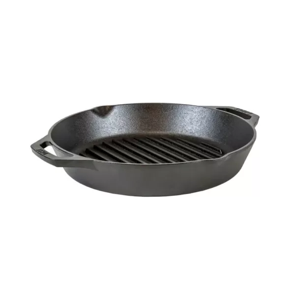 Lodge 12 in. Cast Iron Grill Pan in Black with Dual Handles