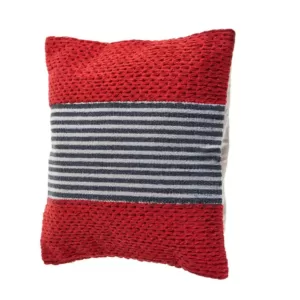 LR Home Bright Red 20 in. x 20 in. Striped Throw Pillow