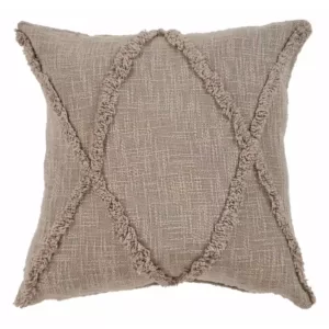 LR Resources Understated Taupe Solid Hypoallergenic Polyester 20 in. x 20 in. Throw Pillow