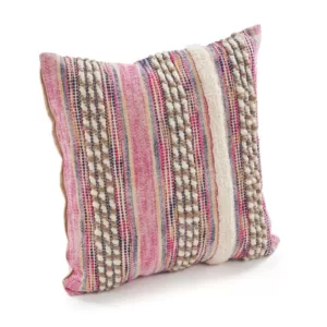 LR Resources Eclectic Pink Striped Hypoallergenic Polyester 18 in. x 18 in. Throw Pillow