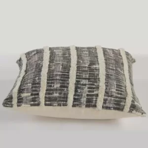 LR Resources Lines and Stripes Black and Gray Striped Hypoallergenic Polyester 18 in. x 18 in. Throw Pillow