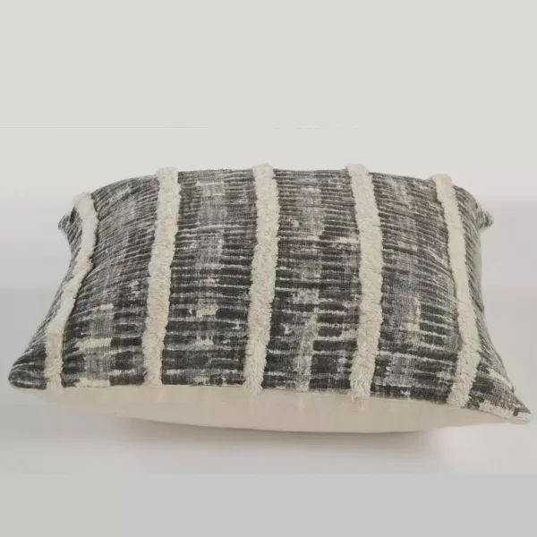 LR Resources Lines and Stripes Black and Gray Striped Hypoallergenic Polyester 18 in. x 18 in. Throw Pillow