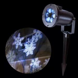 LUMABASE 1-Light LED White Snowflakes Projector Light