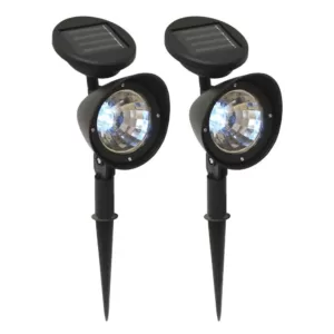 LUMABASE Solar Powered Black Spotlights (Set of 2)