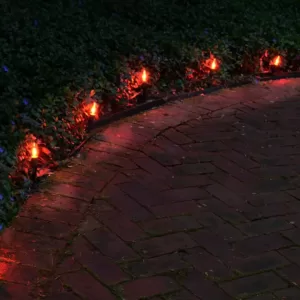 LUMABASE Electric Orange Halloween Pathway Lights with 8-Flame Effect Lights