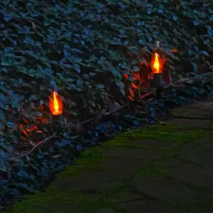 LUMABASE Electric Orange Halloween Pathway Lights with 8-Flame Effect Lights