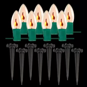 LUMABASE Electric Orange Halloween Pathway Lights with 8-Flame Effect Lights