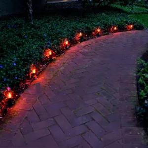 LUMABASE Electric Orange Halloween Pathway Lights with 8-Flame Effect Lights