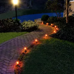 LUMABASE Electric Pathway Lights Flickering Orange (10-Count)