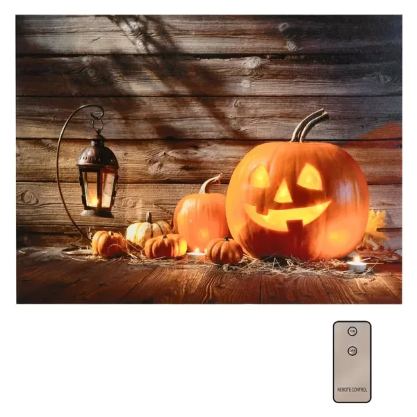 LUMABASE 12 in. x 15.75 in. x 0.75 in. Jack O' Lantern Battery Operated Lighted Wall Art