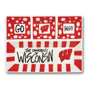 Magnolia Lane Wisconsin Ceramic 4 Section Tailgating Serving Platter