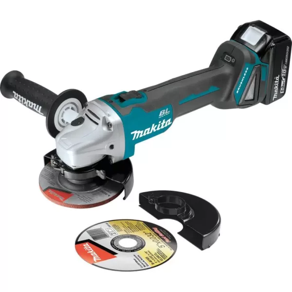 Makita 18-Volt 5.0Ah LXT Lithium-Ion Brushless 4-1/2 / 5 in. Cut-Off/Angle Grinder Kit with bonus 18V LXT Battery Pack 5.0Ah