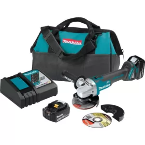 Makita 18-Volt 5.0Ah LXT Lithium-Ion Brushless 4-1/2 / 5 in. Cut-Off/Angle Grinder Kit with bonus 18V LXT Battery Pack 5.0Ah