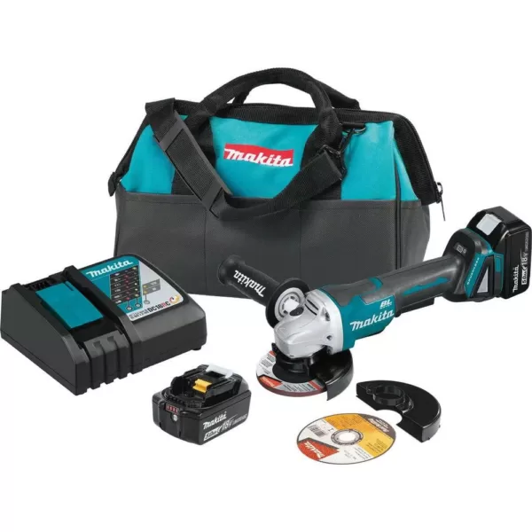 Makita 18- -Volt 5.0Ah LXT Lithium-Ion Brushless Cordless 4-1/2 in. /5 in. Paddle Switch Cut-Off/Angle Grinder Kit