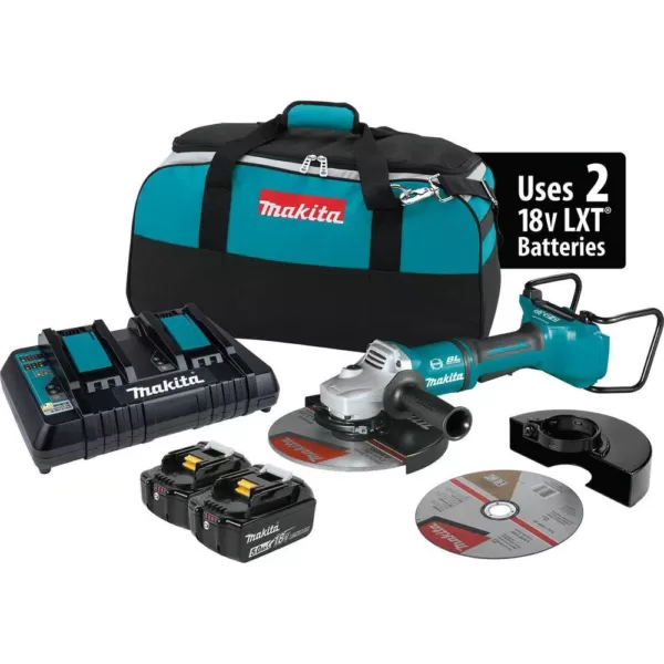 Makita 18-Volt X2 LXT Lithium-Ion (36V) Brushless Cordless 9 in. Paddle Switch Cut-Off/Angle Grinder Kit w Electric Brake 5.0Ah