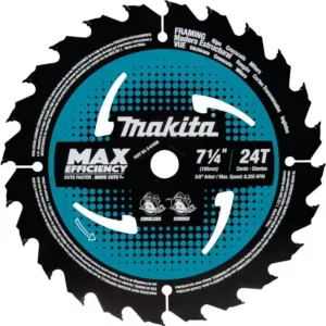 Makita 7-1/4 in. 24T Carbide-Tipped Max Efficiency Ultra-Thin Kerf Circular Saw Blade, Framing (10-Pack)