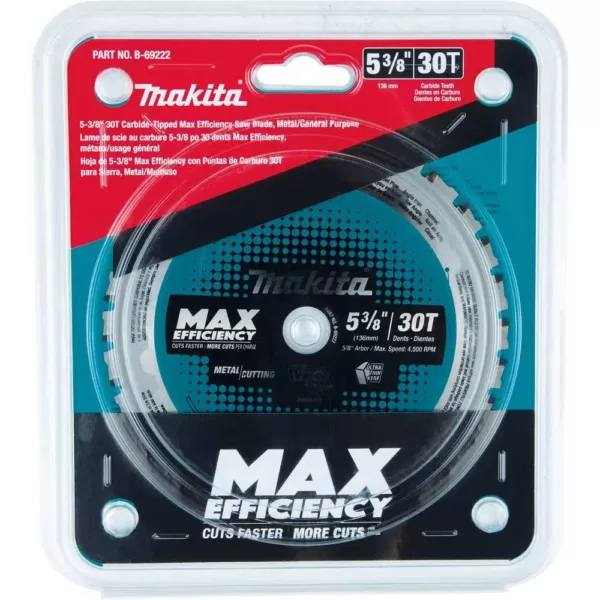 Makita 5-3/8 in. 30T Carbide-Tipped Max Efficiency Saw Blade, Metal/General Purpose